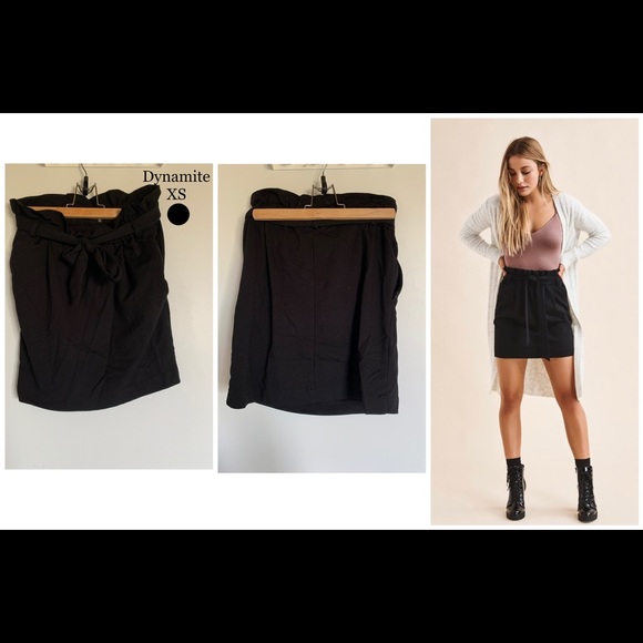DYNAMITE Belted Paperbag Mini Skirt - Picture 2 of 5